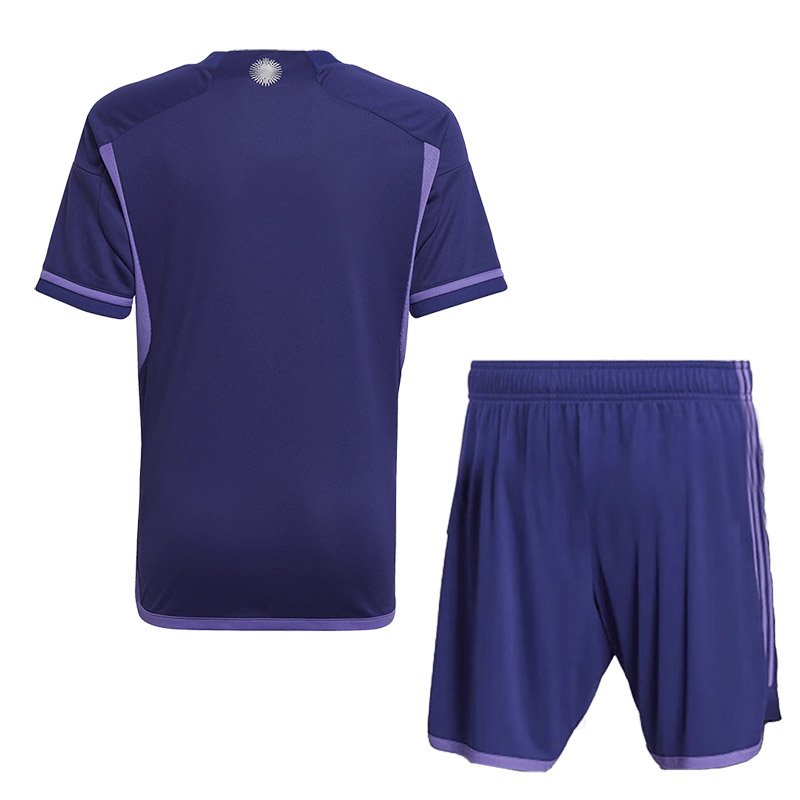Camiseta Argentina Away 2022 Mundial 3 Estrellas Niño Kit