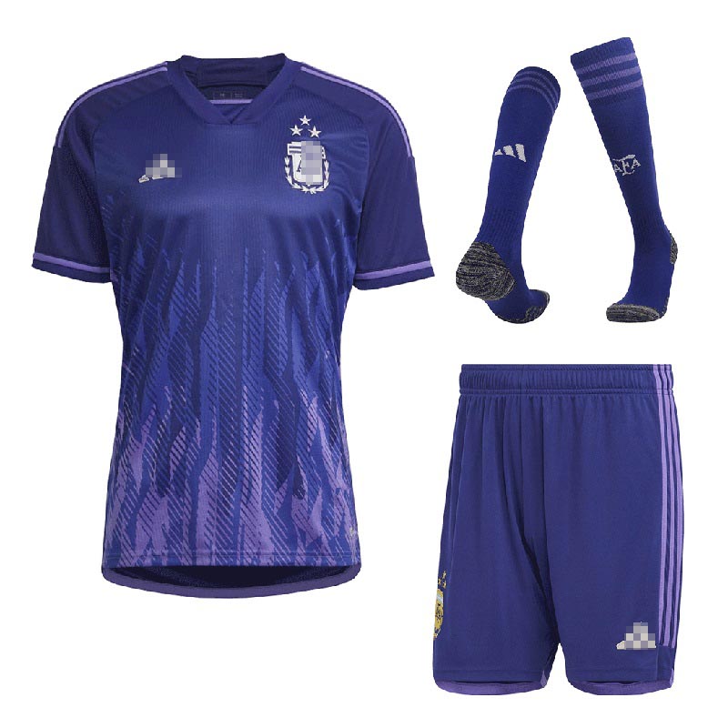 Camiseta Argentina Away 2022 Mundial 3 Estrellas Niño Kit